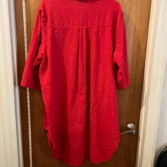 🐻Size 2X - A Personal Touch - Vintage Red Half-Sleeve Long Tunic - Picture 4 of 6